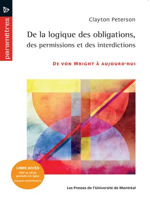 cover image of De la logique des obligations, des permissions et des interdictions